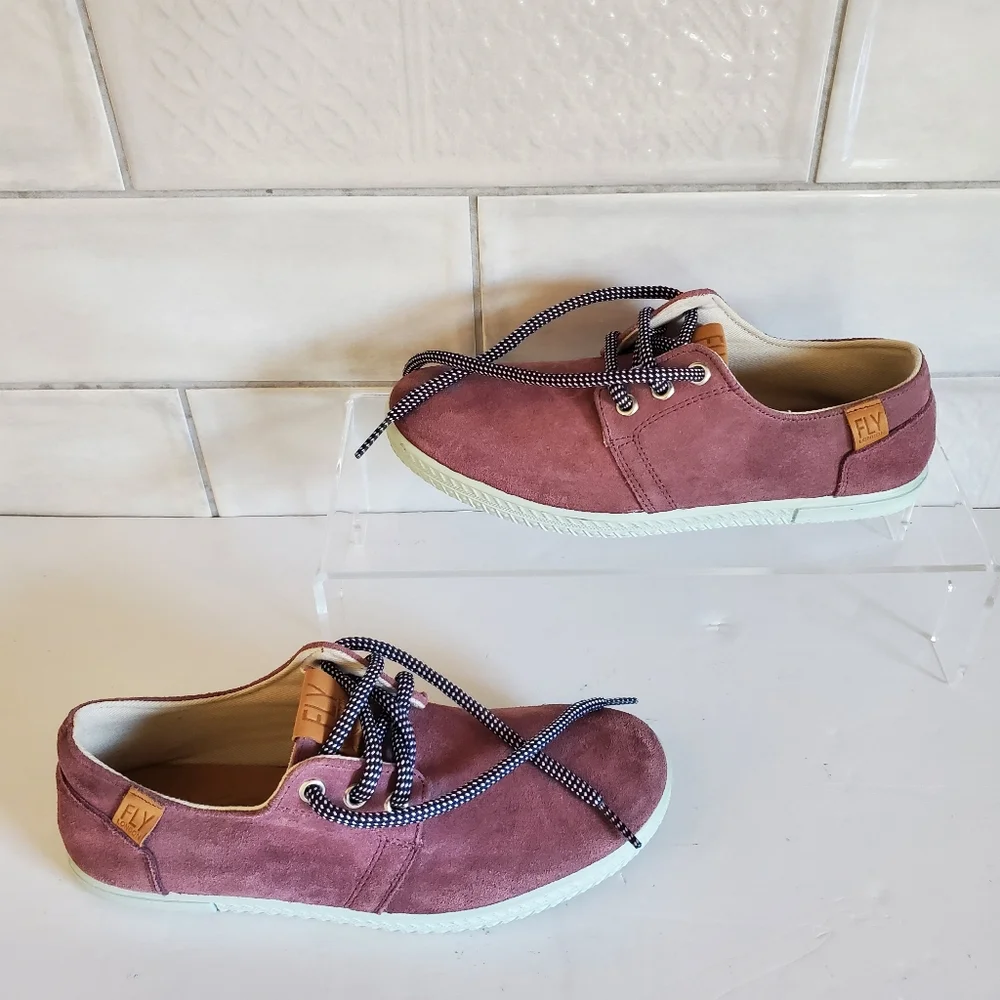 Fly London 37 Plum Suede Lace Up Fashion Sneakers Old Money Academia Eclectic